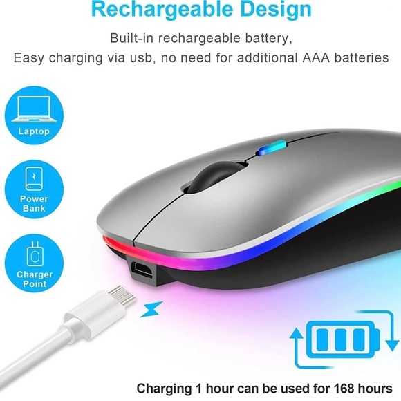 Brand New RGB Wireless Mouse LED Gaming Mouse Bluetooth Rechargeable - Picture 7 of 14